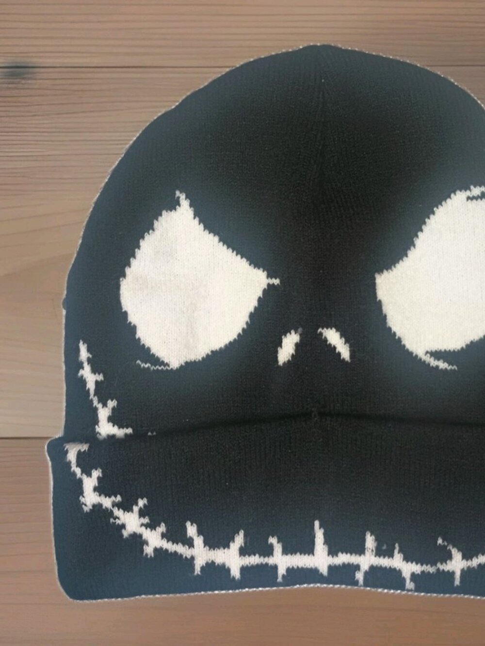 Nightmare Before Christmas Jack Skellington Smiley Face Beanie Hat Cap Black